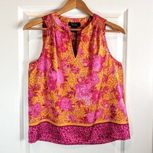 Rachel Roy Magenta Pink Orange Floral Sleeveless Top NWT